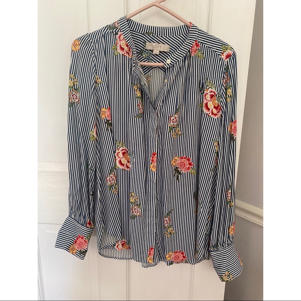 striped & floral Loft blouse